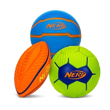 Picture of Nerf 92081C1 Nerf Kids Mini Foam Sports Ball Set - Soft Foam Football, Soccer Ball + Basketball for Kids - All Sport Mini Set - Indoor + Outdoor Youth Balls - Perfect Toy - Multi (EA)