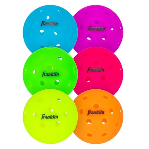 Picture of FRANKLIN 59258 Franklin Sports Neon X-40 Outdoor Pickleballs - USA Pickleball (USAPA) Official Pickleball Balls - Regulation Size Outdoor Court Pickleballs - Official Pickleball of US Open - Vellum Neon - 6 Pack (EA)
