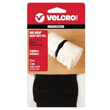 Picture of VEK 90700 VELCRO Brand ONE-WRAP -Ties | Reusable Pre-cut and Self Gripping | For Bundling Hoses, Wood, Heavy Duty Extension Cords | 3 Ct 23” x 7/8” | Black - 90700 (EA)