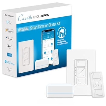Picture of LUTRON ELECTRONICS CO P-BDG-PKG1W Lutron Caseta Original Smart Dimmer Switch Starter Kit, with Pico Remote, Wall Plate, and Smart Hub, Works with Alexa, Apple Home, and Google Home, 3 Way, 150W, No Neutral Req, P-BDG-PKG1W (EA)