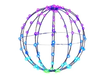 Picture of Living Accents 12SPHSRGBA Holiday Bright Lights Living Accents Christmas Silver Iron 12 in. Multicolor Lighted Sphere for Outdoor Decoration108 Big Seed RGB; with Controller and 32 Key Remote, 20ft Lead Wire (EA)