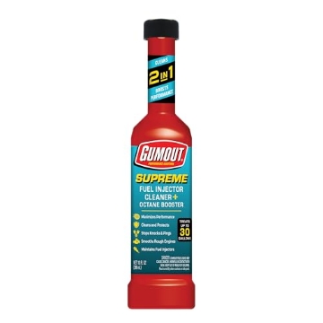 Picture of GUM-OUT 510233 Gumout 510233 Supreme 2 in 1 Fuel Injector Cleaner + Octane Booster, 10 Oz. Improves Engine Power & Performance & Prevents Deposit Build Up, Treats 30 Gallons (EA)