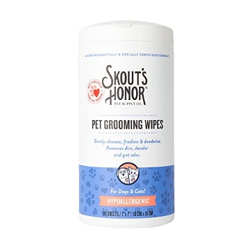 Picture of BROX LLC SH22GWFF80 SKOUT'S HONOR Pet Grooming Wipes for Dogs and Cats - Deodorizing, Plant-Based, Biodegradable, Fragrance-Free - for Paws, Faces, Skin Folds & Bums, 80 Count (EA)