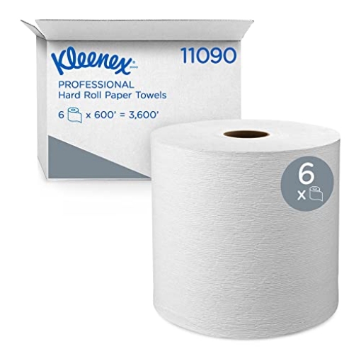 Picture of Kleenex 11090 Kimberly-Clark 11090 White Kleenex Hard Roll Towel, 8" W x 600' L (Pack of 6) (CT-6-RL)