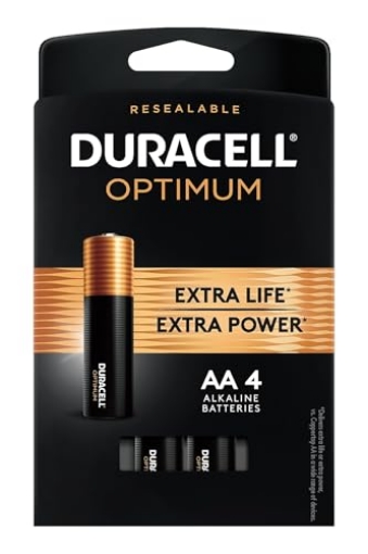 Picture of DURACELL(R) OPT1500B4PRT DURACELL Optimum Alkaline Batteries, 1.5V AA (OPT1500B4PRT) (PK-4-EA)