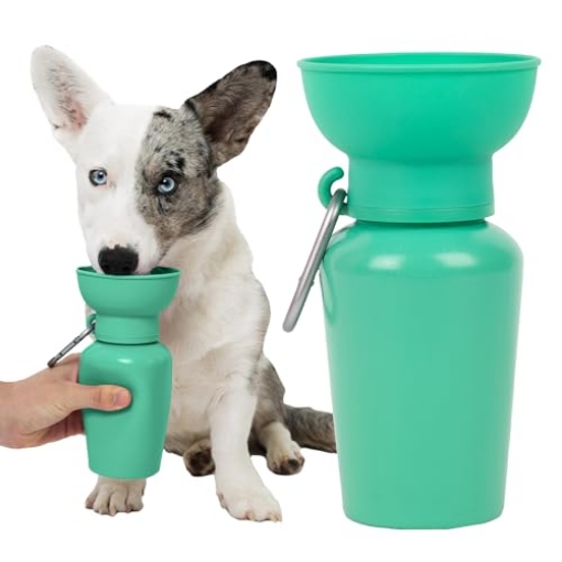 Picture of BONGO LLC FL2003-12 Springer by Springland Flip Portable Dog Water Bottle with Foldable Food Grade Silicone Bowl - 20 Ounce Travel Dog Water Bottle Ideal for Camping - Easy Squeeze Hydration & Release to Drain (EA)