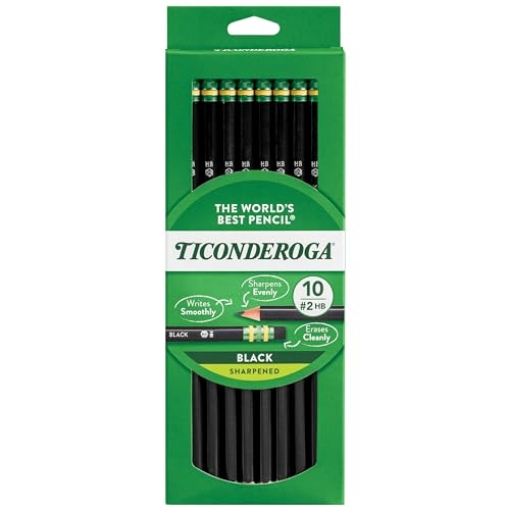 Picture of Ticonderoga DIX13915 Ticonderoga Wood-Cased Pencils, Pre-Sharpened, 2 HB Soft, Black, 10 Count (PK-10-EA)