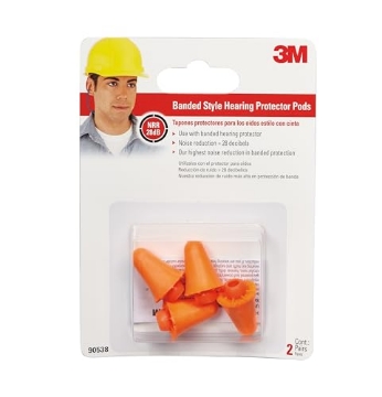 Picture of 3M 90538-2-10DC 3M Replacement Pods for Banded Protector Model # 90537H1-DC, 2 Pairs (4 Total Pods), Noise Reduction Rating (NRR) 28 dB, Easy To Insert & Remove, Orange Ear Plug Replacements (90538-2-10DC) (EA)