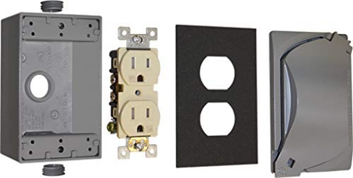 Picture of SIGMA ENGINEERED SOLUTIONS 16446 Sigma Electric 16446 15 amps Metal Duplex Outlet Kit For For Use in Branch Circuit Wiring, Wet Locations, No Size, Grey (EA)