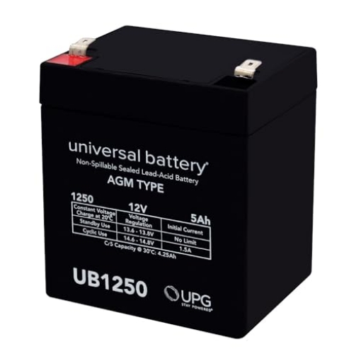 Picture of UPG 86450 upg(tm) 85983/d5741 sealed lead acid battery (12v; 5ah.187 tab terminals; ub1250) 4.60in. x 4.30in. x 3.10in. (PK-2-EA)