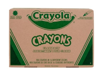 Picture of BINEYSMITH 528016 Crayola Bulk Crayon Classpack - 800ct (16 Colors), Bulk Teacher Supplies & Classroom Essentials for School, Arts & Crafts Crayons for Kids, Ages 3, 4, 5 (BX-800-EA)