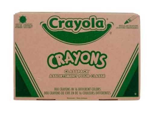 Picture of BINEYSMITH 528016 Crayola Bulk Crayon Classpack - 800ct (16 Colors), Bulk Teacher Supplies & Classroom Essentials for School, Arts & Crafts Crayons for Kids, Ages 3, 4, 5 (BX-800-EA)