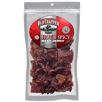 Picture of OLD TRAPPER SMOKED PRODUCTS INC 22512T Old Trapper Beef Jerky, Hot & Spicy 10-Ounce Individual Pack, Tender and Spicy Meat Snacks for Lunches or Between Meals, 11 Grams of Protein and 70 Calories per Ounce (Pack of One) (EA)