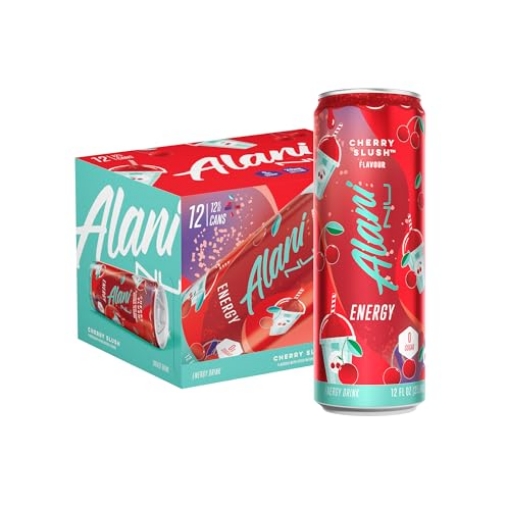 Picture of ALANINU 810030512257 Alani Nu CHERRY SLUSH Sugar Free, Low Calorie Energy Drinks, 200mg Caffeine, Biotin B Vitamins, Zero Sugar, 10 Calories, 12 Fl Oz Cans, 12 Pack (PK-24-EA)