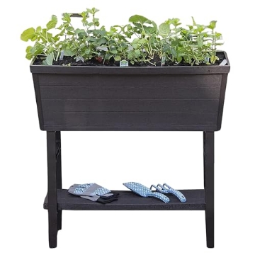 Picture of POLYMER OUTDOOR PRODUCTS 999-2200-POP Polymer Outdoor Products 14.5in x 32.25in x 31.12in Raised Planter Box - USA Made - 15.7 Gallon Elevated Patio Garden Bed with Drainage Plug, Brown (EA)