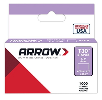Picture of ARROW FASTENER CO LLC 304 Arrow Fastener 304 Genuine 1/4-Inch Thin Wire Staples for T30 Staple Gun, HT30 hammer tacker, 1,000-Pack (EA)