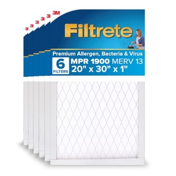 Picture of Filtrete UA22DC-6 Filtrete 20x30x1 AC Furnace Air Filter, MERV 13, MPR 1900, Premium Allergen, Bacteria & Virus Filter, 3-Month Pleated 1-Inch Electrostatic Air Cleaning Filter, 6-Pack (Actual Size 19.81x29.81x0.78 in) (PK-6-EA)