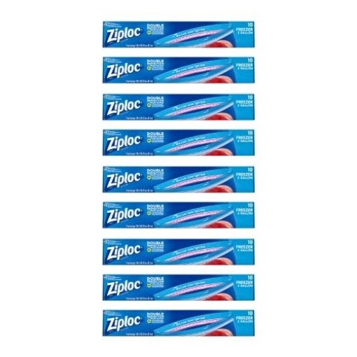 Picture of Ziploc 665258 Ziploc Freezer Bags, 2 Gallon, 10 CT (Pack - 9) (PACK-9-BX)