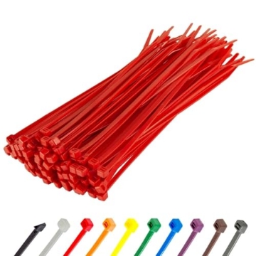 Picture of Home Plus+ LH-S-200-8-RD GTSE 8 Inch Red Zip Ties, 100 Pack, 18lb Strength, UV Resistant Strong Nylon Cable Ties, Self-Locking 8" Tie Wraps (EA)