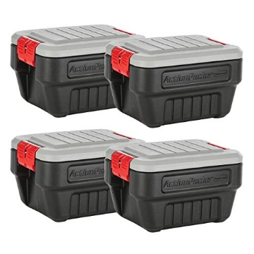 Picture of RUBBERMAID COMMERCIAL RMAP080000 Rubbermaid® ActionPacker®️ 8 Gal Lockable Storage Box Pack of 4, Outdoor, Industrial, Rugged, Grey and Black (PK-4-EA)