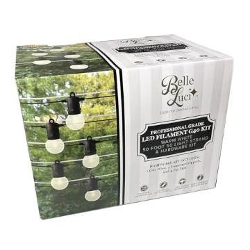 Picture of BELLA LUCCI BLG40PGW50W Holiday Bright Lights Just Hang It Kit, 50ft Lighted, 50 G40 Warm White, 12" Spacing, Outdoor Decorative Lights (EA)