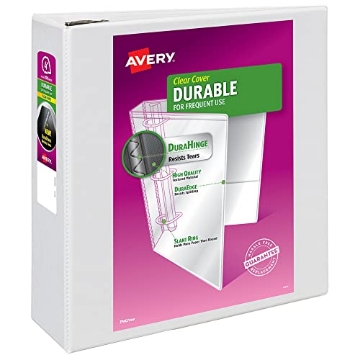 Picture of AVERY PROD 09801 Avery Durable Storage View Slant Ring Binder, White, 4 Inch (9801) (EA)