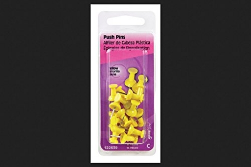 Picture of HILLMAN 122639 Hillman Yellow Push Pins 16 pk (PK-6-EA)