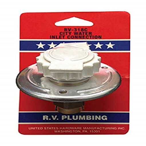 Picture of US HARDWARE RV-318C UNITED STATES HDW RV318C Rv Metal Flange City Water Fill Flush Mount with Back Flow Preventer (EA)