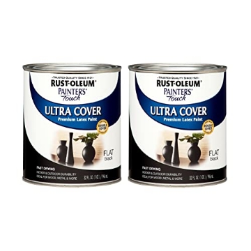 Picture of Rustoleum 1976502 Rust-Oleum 1976502-2PK Painter's Touch Latex Paint, Quart, Flat Black, 2 Pack (PK-2-EA)