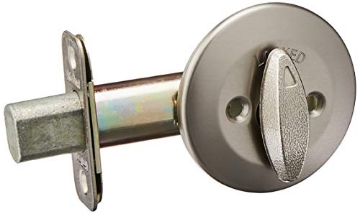 Picture of KWISKET 96630-065 Kwikset 663 Deadbolt Unkeyed Deadbolt Lock, Satin Nickel Round Interior Turn Piece for Front Entry Door, with Latch and Adapter, No Exterior Assembly (EA)