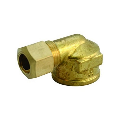 Picture of JMF COMPANY 4503728 JMF 1/4 in. Dia. x 1/4 in. Dia. Compression to FPT to Compression Yellow Brass Elbow (PK-5-EA)