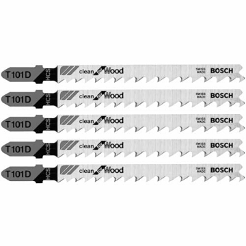 Picture of BOSCH SECURITY SYSTEMS, INC T101D Bosch T101D 5 pc. 4 in. 6 TPI Clean for Wood T-Shank Jig Saw Blades (EA)
