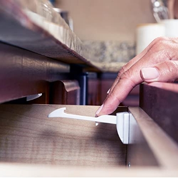 Picture of NORTH STATES 6182 Toddleroo by North States - Drawer & Cabinet Tab Latches for Baby Proofing: Child Proof Cabinet & Drawer Locks - 10 Pack - White (EA)