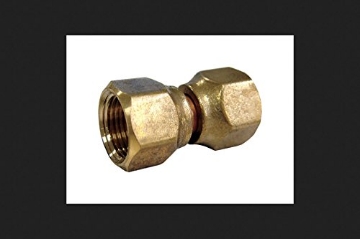 Picture of JMF COMPANY 4503199 JMF 1/2 in. Dia. x 1/2 in. Dia. Flare To Flare To Flared Yellow Brass Union (PK-5-EA)
