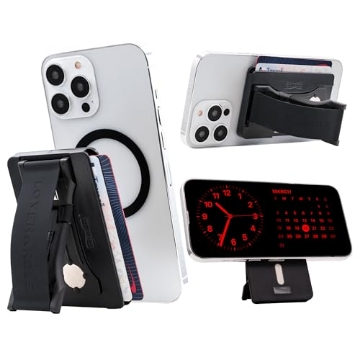 Picture of DMD PRODUCTS LLC WMP-01-1090-01 LOVEHANDLE Phone Wallet with Kickstand and Adapter Ring for MagSafe, Phone Card Holder, Wireless Charging Compatible, Wallet Compatible with MagSafe - Black (EA)