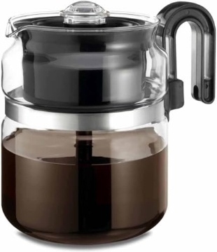 Picture of MEDELCO INC PK008 Café Brew Collection 8-Cup Glass Stovetop Percolator Coffee Pot - Borosilicate Glass Coffee Percolator - BPA Free - Dishwasher Safe - Brewing on Electric and Gas Ranges (EA)