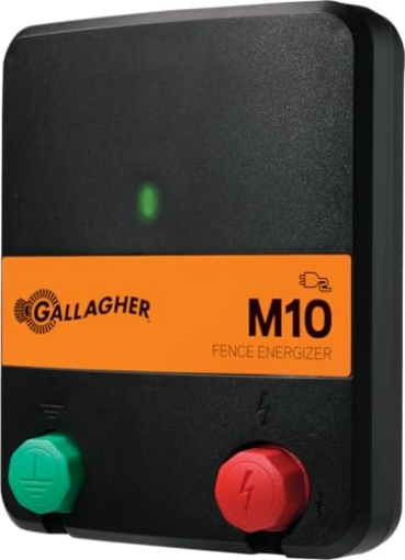 Picture of GALLAGHER G331424 Gallagher M10 Electric Fence Charger | Powers Up to a 1/2 Mile of Typical Fence | ​0.1 Joules, 110 Volt Energizer | Unbeatable Reliability | Tough Outer Casing Mounting (EA)