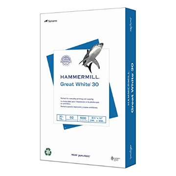 Picture of Hammer Works 86704 Hammermill Printer Paper, Great White 30% Recycled Paper, 8.5 x 14 - 1 Ream (500 Sheets) - 92 Bright, Made in the USA, 086704 (EA)