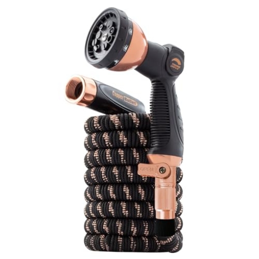 Picture of POCKET HOSE 16375-6 Pocket Hose Copper Bullet With Thumb Spray Nozzle, AS SEEN ON TV, Expands to 25 ft, 650psi 3/4 in Solid Copper Anodized Aluminum Fittings Lead-Free Lightweight No-Kink Garden Hose, Black (EA)