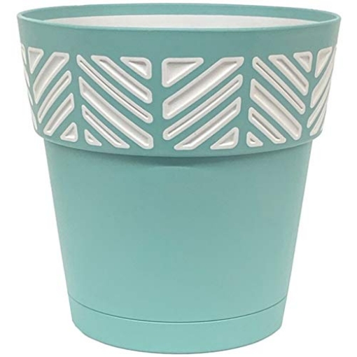 Picture of Marshall Electronics, Inc 9E82ZFZ029 Marshall Pottery 7009018 7.49 x 8 in. Deroma Mosaic Resin Mosaic Planter44; Teal (EA)