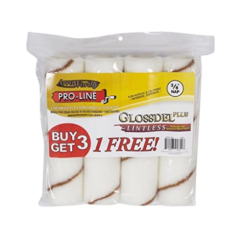 Picture of LINZER PRODUCTS CORP 9GLP3-4PK Arroworthy Glossdel Plus Woven 9 in. W X 3/8 in. Regular Paint Roller Cover 4 pk (EA)