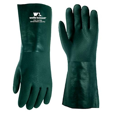 Picture of WELLS LAMONT 167L Wells Lamont Heavy Duty 14” PVC Coated Work Gloves | Chemical & Liquid Resistant, Cotton Lined | Men's Large (167L) (EA)