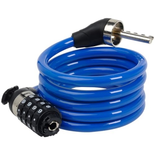 Picture of BRINKS 175-38654 Brinks 175-38654 3/8" x 6' Cable with 4 Dial Resettable Combination Lock - Available in Blue, Red, or Black (Color May Vary) (EA)