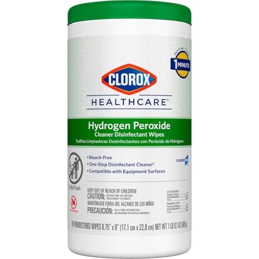 Picture of CLOROXSALE 30824 Clorox Healthcare Hydrogen Peroxide Cleaner Disinfectant Wipes, 6.75" x 9", 95 Count (Package May Vary) (EA)