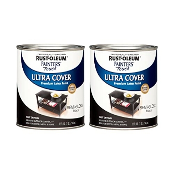 Picture of Rustoleum 1974502 Rust-Oleum 1974502 Painter's Touch Latex Paint, Semi-Gloss Black,32 Fl Oz (Pack of 2) (PK-2-EA)
