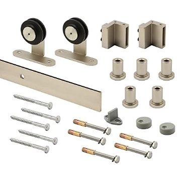 Picture of Prime N 7557 Prime-Line N 7557 Heavy Duty Barn Door Track Kit, Smooth Rolling, Top Mount, Satin Nickel (Single Pack) (EA)
