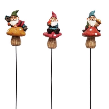Picture of Alpine Dairy, Inc. WQA1060ABB NICEPAK PRODUCTS Alpine Polyresin Assorted 4 in. H Gnome Mushroom Outdoor Garden Stake - Total Qty: 124 (PK-24-EA)