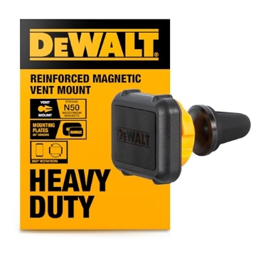 Picture of DEWALT(R) 204 0435 DW2 DEWALT Heavy Duty Magnetic Phone Holder for Car, Universal Air Vent Magnetic Car Phone Holder, Reinforced Automobile Mount for Mobile Devices and Mini Tablets, Incl Metal Plates for NonMagSafe Devices (EA)