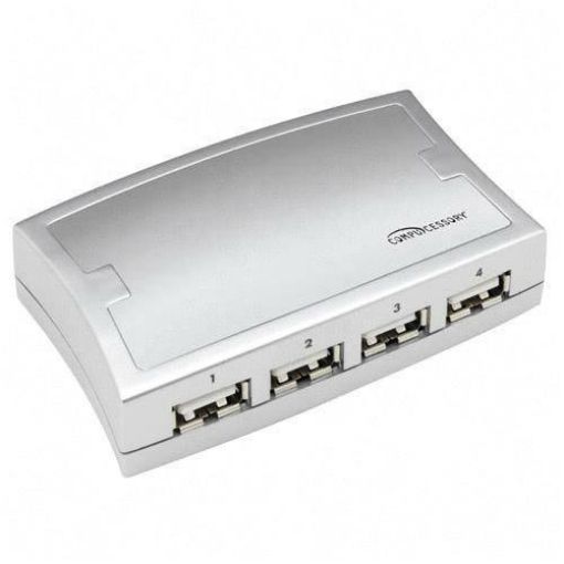 Picture of Unknown CCS10325 CCS10325 - Compucessory USB Hub, 1.1/2.0 Compatible, 4-Port, Plug and Play, Gray (EA)