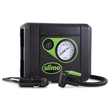 Picture of Slime 40060 Slime 40060 Tire Inflator, Compact, Portable Car Air Compressor, Analog, Quick Connect Air Hose, Flat Tire Puncture Repair, 12V, 10 min inflation (EA)